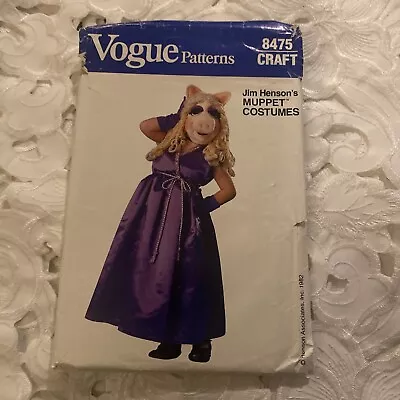 Vogue 8475  Miss Piggy Costume  Mask Pattern S M L  • $19.99