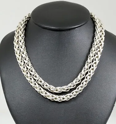 David Yurman Sterling Silver & 14k Gold Buckle Double Wheat Chain Necklace 16  • $499.99