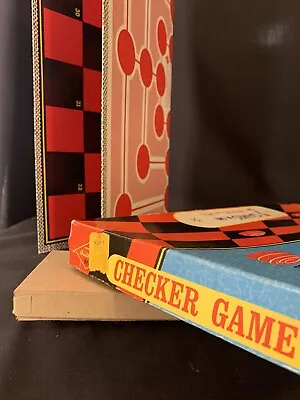 Vintage Checkers Game Warren Built-Rite 2 Games Wooden Pieces 897 Excellent USA • $21
