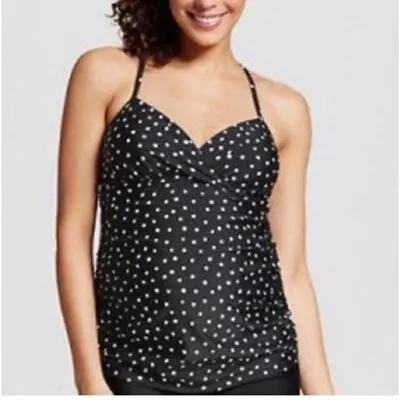 Liz Lange Maternity Size Large Tankini Black White Polka Dot Bathing Suit Top • $8