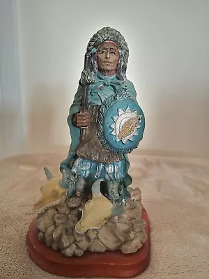 Native American Indian Figurine/ Ornament Indian Chief Figure With Sculls  (M) • £13