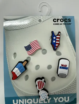 NEW Crocs Jibbitz American Flag USA Sunglasses Shoe Charm Authentic Set Of 5 • £19.27