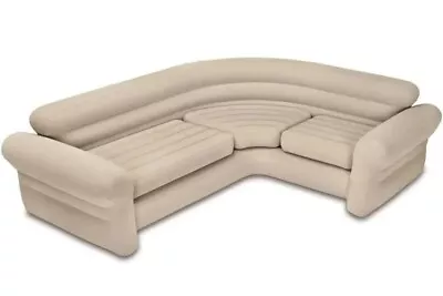 Intex Inflatable Corner Living Room Air Mattress Sectional Sofa Couch Beige • £92