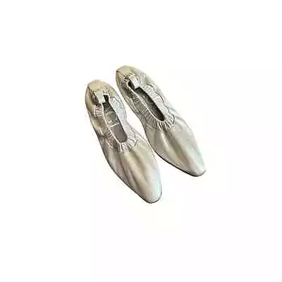 AGL Women's Ballet Leather Flats Pointed Toe Comfort Slip On Shoes Silver Sz. 37 • $31.99
