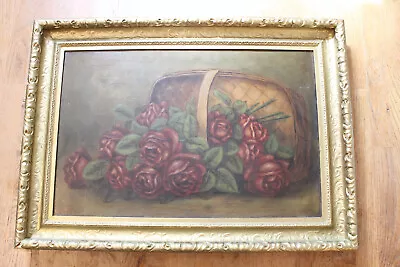 Painted Copy Basket Of Beauties By Paul De Longpre Antique Painting Oil Canvas • $450