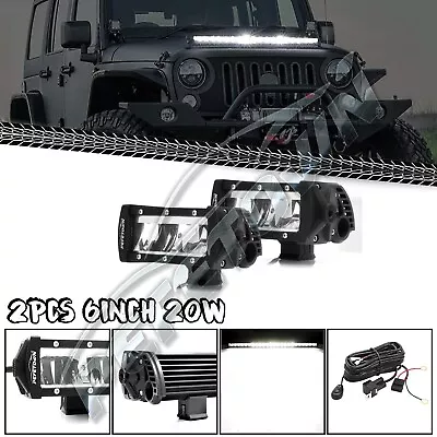 6Inch LED Light Bar 2PC 20W Super Bright LED Work Light Pods Single Row Off Road • $59.90