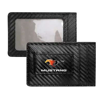 Ford Mustang Flame Pony Carbon Fiber RFID Card Holder Wallet With Money Clip • $20.99