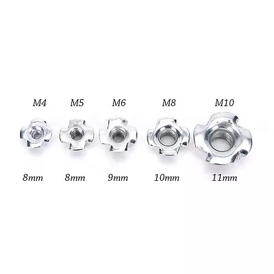 10pcs M4/M5/M6/M8/M10 Four Prong Furniture T Nut Inserts For Wood Zinc Plated_C~ • $7.65