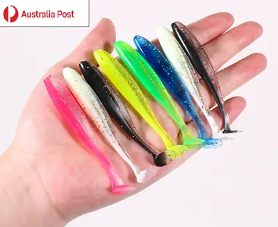 $5.99 • Buy Soft Plastic Fishing Lures Paddle Tails Jig Heads Fishing Lures 55/65/75mm 10PC+