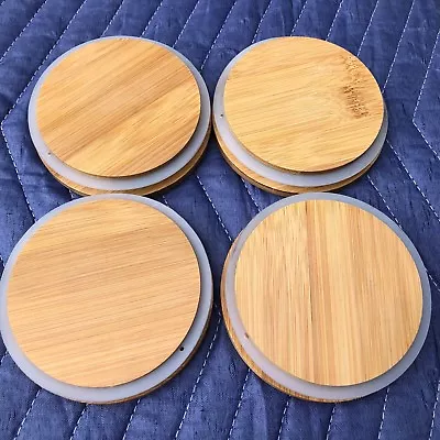 (4) Bamboo Lids For 10 Or 18 Oz Premium Glass Jar • $18.18