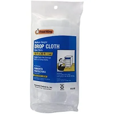 $12.78 • Buy Frost King 10'x20' Medium Weight 1 Mil Clear Poly Plastic Paint Drop Cloth Cover