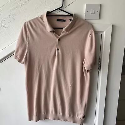 Jack & Jones Dusty Pink Short Sleeve Polo Shirt Medium • £4