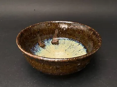 Japanese Tea Bowl/ Tenmoku Chawan With Blue & Brown Ash Glaze • $52.60