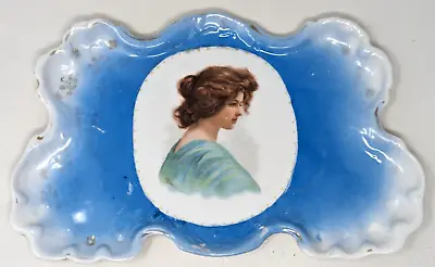 Antique Victoria Austria Lady Portrait Scalloped Vanity Dresser Tray Dish HR21 • $29.99