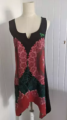 Desigual Dress/long Top Size XL 12-14 AU Floral Glitter Y2K Tank Unique Mandala • $32.69