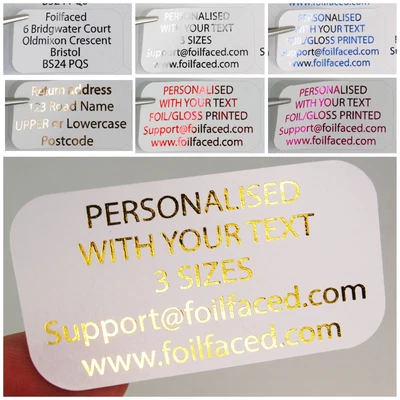 £3.99 • Buy Printed Sticky Address Return Labels Personalised, Foil Shipping Stickers