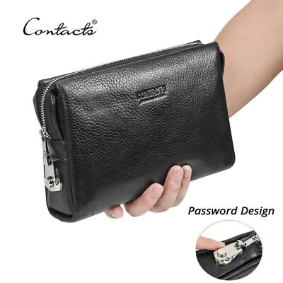 US Stock Men's Anti-Theft Leather Password Lock Clutch Bag Wallet Homme Pochette • $52.89