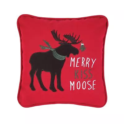 Merry Kiss Moose 10  X 10  Embroidered Pillow 10 X 10 C&F Home • $14.99