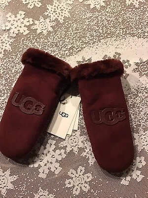 UGG Womens Size P/M Shearling Sheepskin Logo Mittens  Winter Gloves • $75