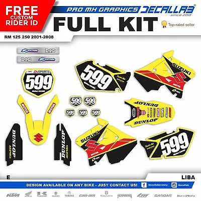 SUZUKI RM 125 250 2003 - 2008 MX Graphics Stickers HOLOGRAPHIC CROME WHITE KIT • $99.98