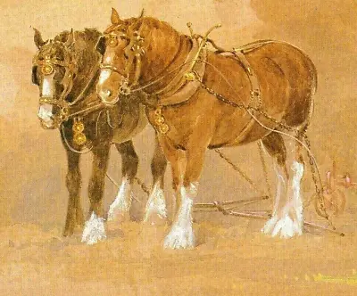 £1.99 • Buy Heavy Horses Pulling Plough,  Book Print Of A  Painting By  G.  Beningfield     