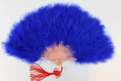 Royal Blue Turkey Marabou Feather Fan 21 X12  For Dancing Wedding Burlesque • $11.99