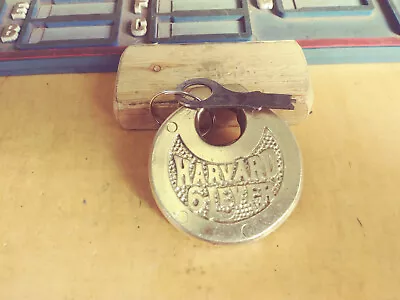 Antique/vintage HARVARD 6 Lever Push Key Pancake Padlock W/fraim  Key    65 • $56.66