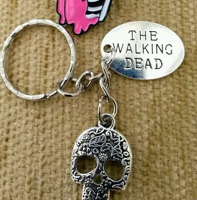 £2.95 • Buy Goth/Mexican Retro Sugar Skull & The Walking Dead Charms Keyring/Bag/Purse Charm