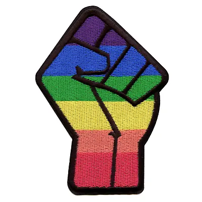 BLM Gay Pride Fist Small Embroidered Iron On Patch - Die Cut • $18.22