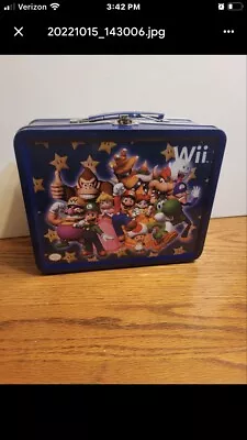 Nintendo Wii Mario Party Blue Lunch Box Tin Lunchbox Game Accessory Storage Read • $8