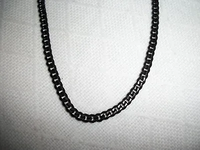 MENS 24  CUBAN LINK PENDANT NECKLACE HIP HOP BLACK PLATED STAINLESS STEEL 7x5mm • $27.99