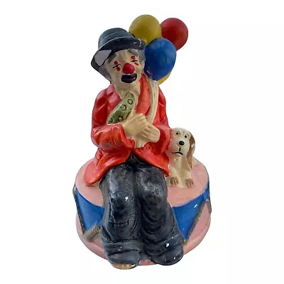 VTG 1974 Sankyo Chadwick Miller Sad Clown Hobo W/ Balloons Music Box Figurine • $25.49