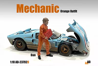 Dan W Gas Mechanic Orange American Diorama 1:18 Scale Figurine 4  Male Figure • $8.59