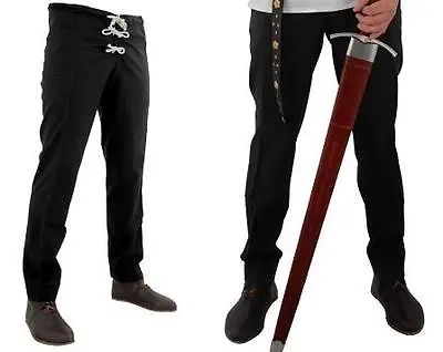 MEDIEVAL RENAISSANCE PIRATE MUSKETEER VIKING Mens All Period Black HOSE PANTS • $54.95