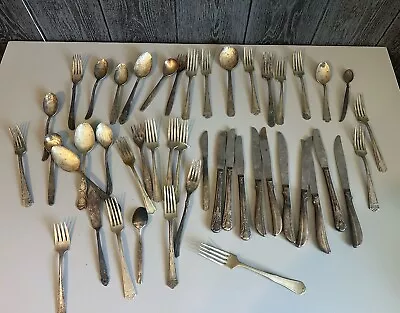 Large Lot Of Vintage Silver Plate Silverware 45 Pieces • $29.99