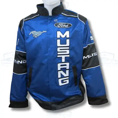 Ford Mustang 5.0 Blue Automotive Racing Windbreaker Jacket Official Licensed • $104.99