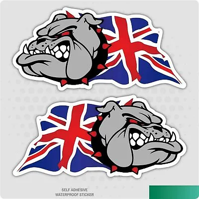2 X British Bulldog Wavy Union Jack Car Van Lorry Self Adhesive Vinyl Sticker • £1.85