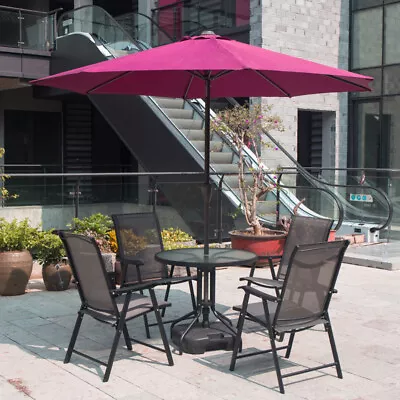 Outdoor Brown Foldable Metal Frame Chair Cloth Cushioned Chair Home UK • £139.95