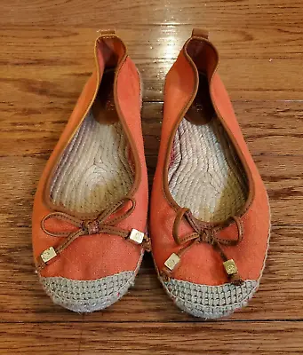 Michael Kors Women's Orange Meg Canvas Espadrilles Bow Ballet Flats Shoes 9M • $29.99