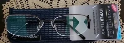 Foster Grant ~ +2.00 ~ Gunmetal Semi-rimless Reading Glasses ~ Ct0417 ~ H16 • $24