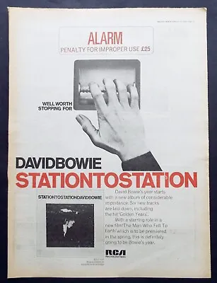 DAVID BOWIE STATION TO STATION LP POSTER ADVERT MELODY MAKER 1976 33.3 X 44.7 Cm • £14.99