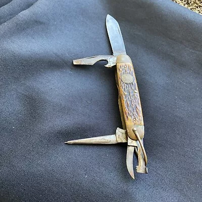 Vintage REMINGTON Boy Scout Knife Jigged Bone Old As Is • $22.99