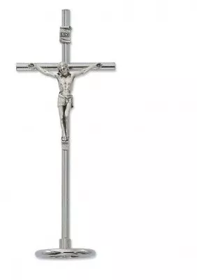 IVL 6  Fine Italian All Silver Metal Church Home Standing INRI Crucifix Cross • $21.92