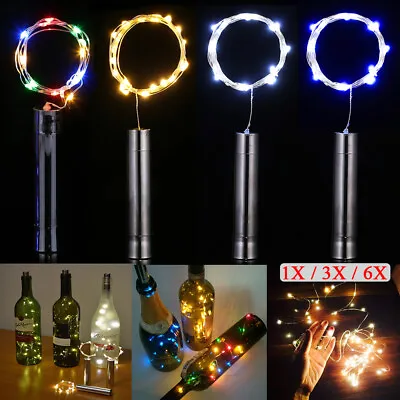 1X 3X 6X LED Wine Bottle Cork String Light Copper Wire Fairy Party Wedding Decor • £14.79