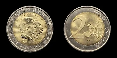 2005 Luxembourg 2 Euro Coin 50th Birthday Of Grand Duke Henri European Map • $6