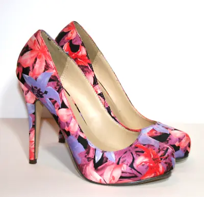 Womens M By Michael Antonio Multicolor Hibiscus Floral Print High Heel Pumps 6.5 • $22.46