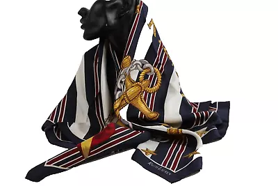 Vintage Polo Ralph Lauren RLYC Yacht Club Anchor Flag Silk Scarf • $99.99