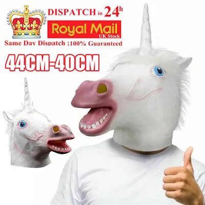 £6.89 • Buy Latex Horse Unicorn Head Mask Panto Cosplay Fancy Dress Halloween Adult Costume
