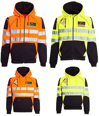 £17.49 • Buy S&S Hi Viz Vis High Visibility Jacket Hoodie Work 3 Zip Hooded SweatShirt Fleece