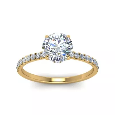 14k Yellow Gold Ring 0.85 Ct IGI GIA Lab Grown Round Cut Diamond Women Wedding • $993